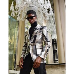 Frere Men's geometric Jacket Classic BLAZER Size 40